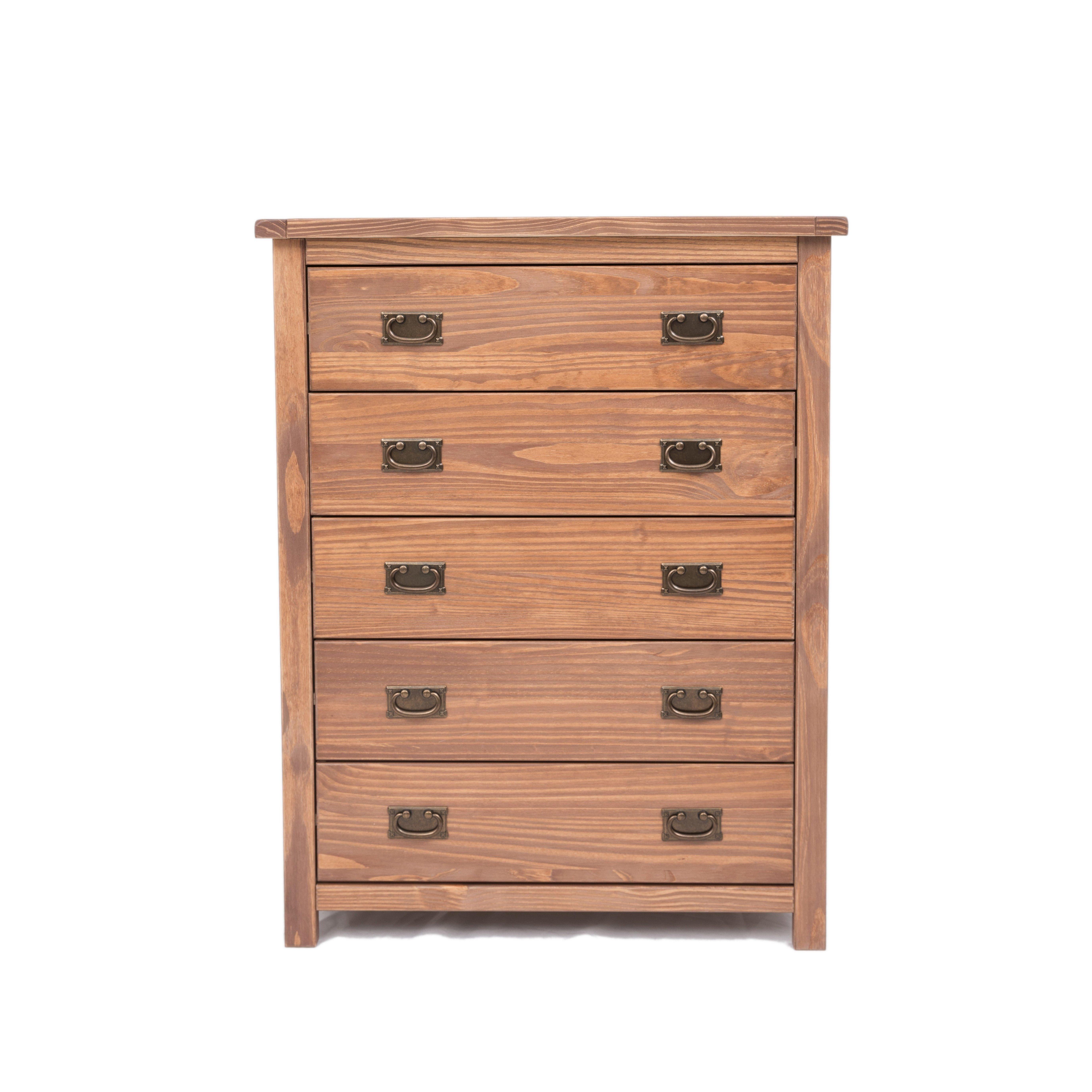 Cabinet Bits Padua 5 Drawer Chest of Drawers Bras Drop Handle in Brown
