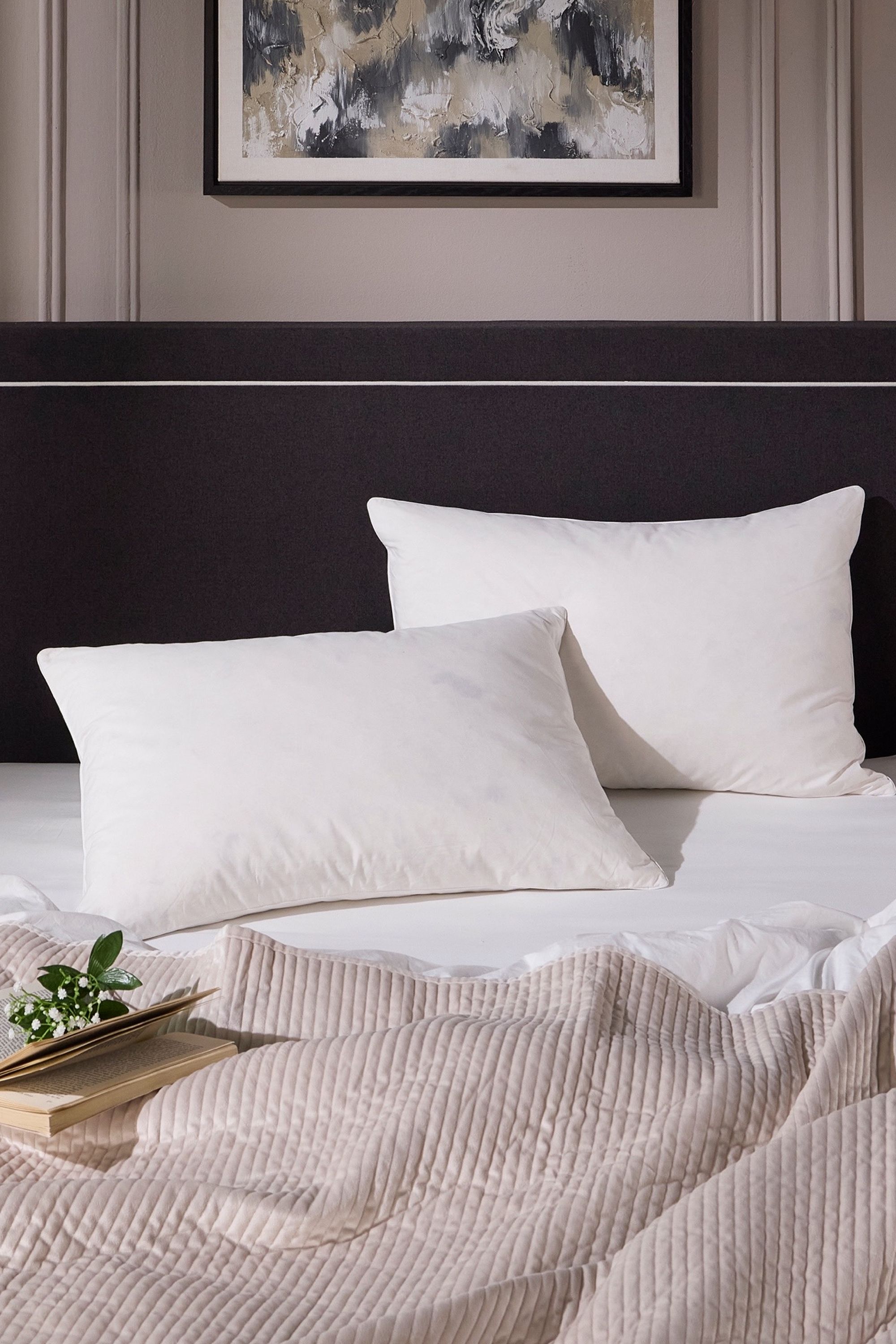 Snuggledown 2 Pack Hotel Goose Feather & Down Back Sleeper Pillow in White