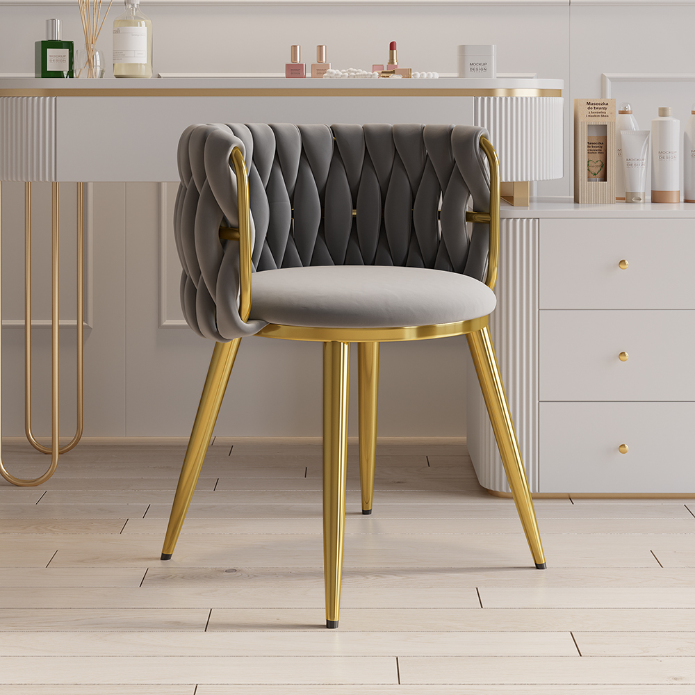 Sweave Nordic Light Gray 2-Piece Barrel Back Dining Chair Round Accent Velvet Upholstery