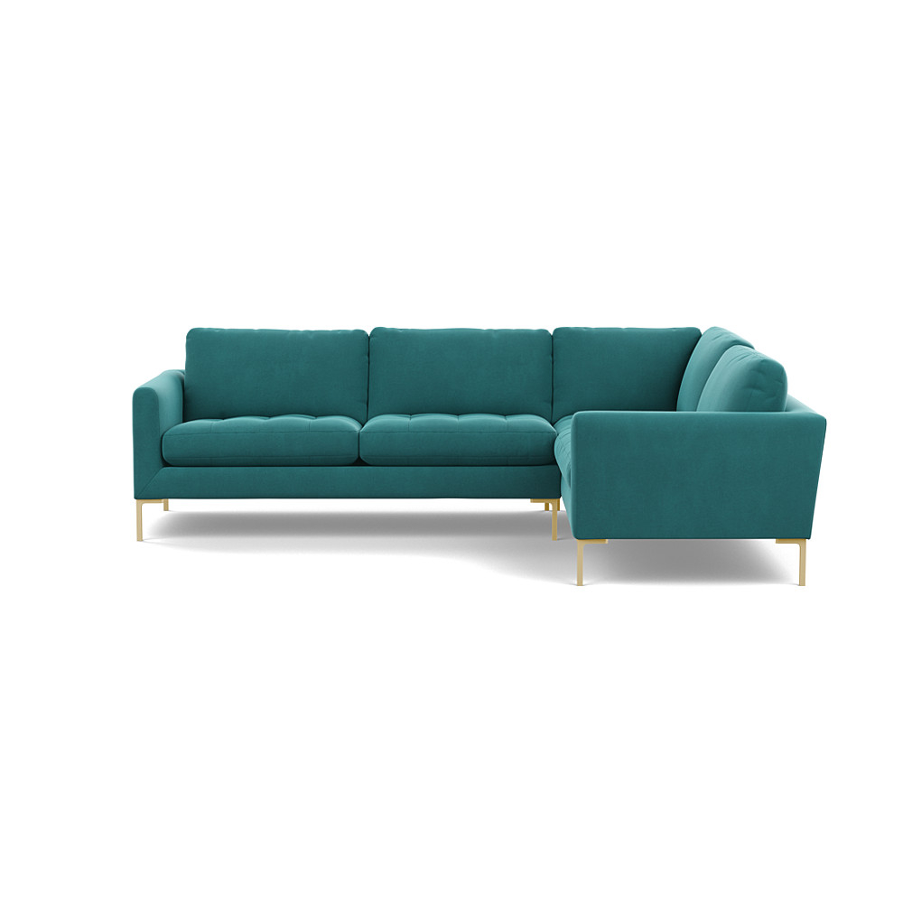 Heal's Eton RHF Corner Sofa Smart Velvet Turquoise Brass