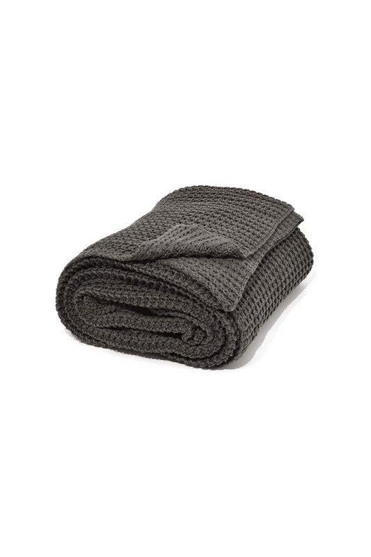 nielsen Alen Coarse Knitted Throw Blanket Cotton 150 x 200cm in Mid Grey