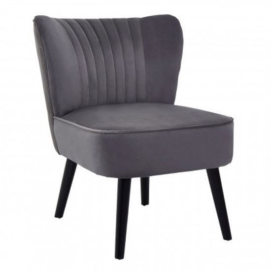 Trento Velvet Upholstered Accent Chair In Grey
