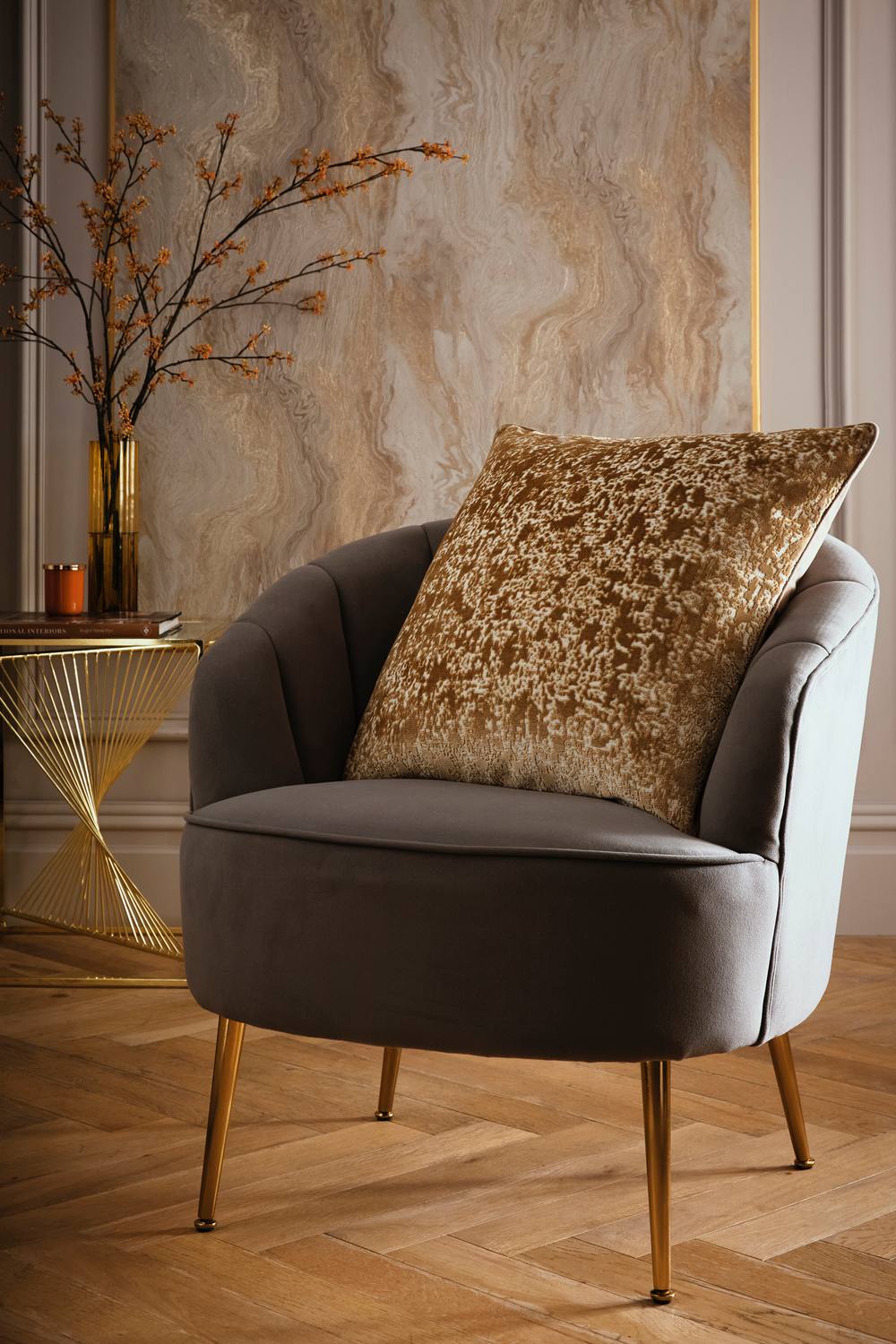 Laurence Llewelyn-Bowen 'Atlas' Jacquard Filled Cushion in Gold