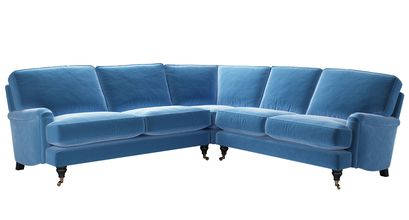 Bluebell Asym. Crn: LHF 2.5 Seat w RHF 2 Seat in Bahama Cotton Matt Velvet - sofa.com
