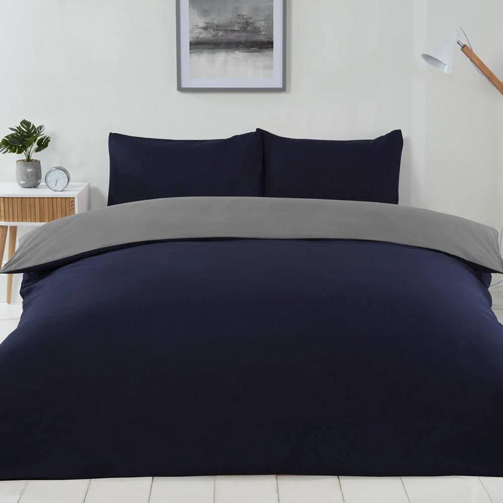 Voltico Reversible Duvet Cover Set - Double & King Sizes, 4 Colour Options in Dark Navy