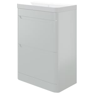 Wickes Malmo Gloss White Freestanding J Pull Compact Vanity Unit & Basin - 600 x 350mm