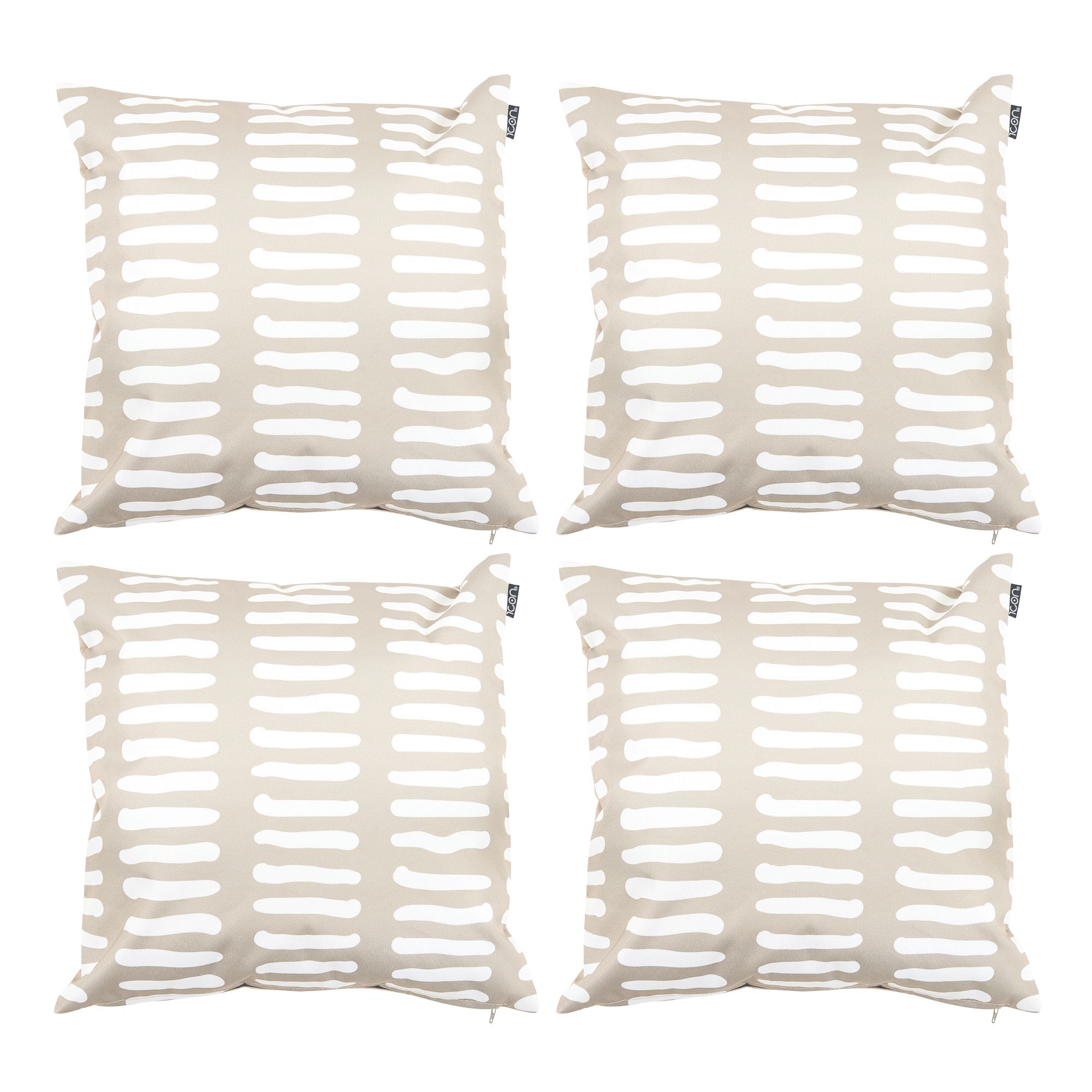 icon Indoor & Outdoor Mark Making Waterproof Cushion 2x Khaki & 2x Burnt Orange in Stone