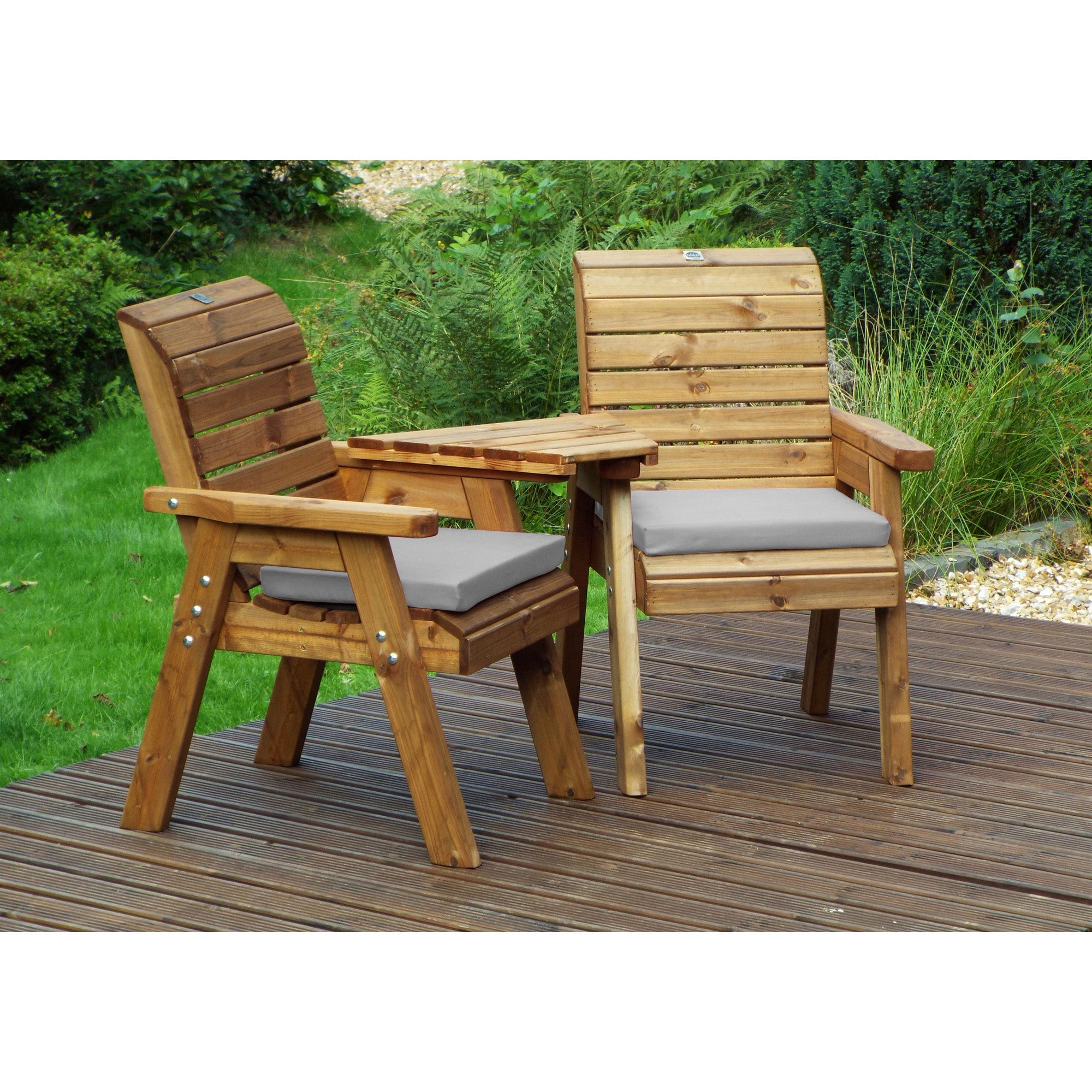 Charles Taylor 2 Seater Angled Twin Companion Set with Grey Seat Pads Light Grey