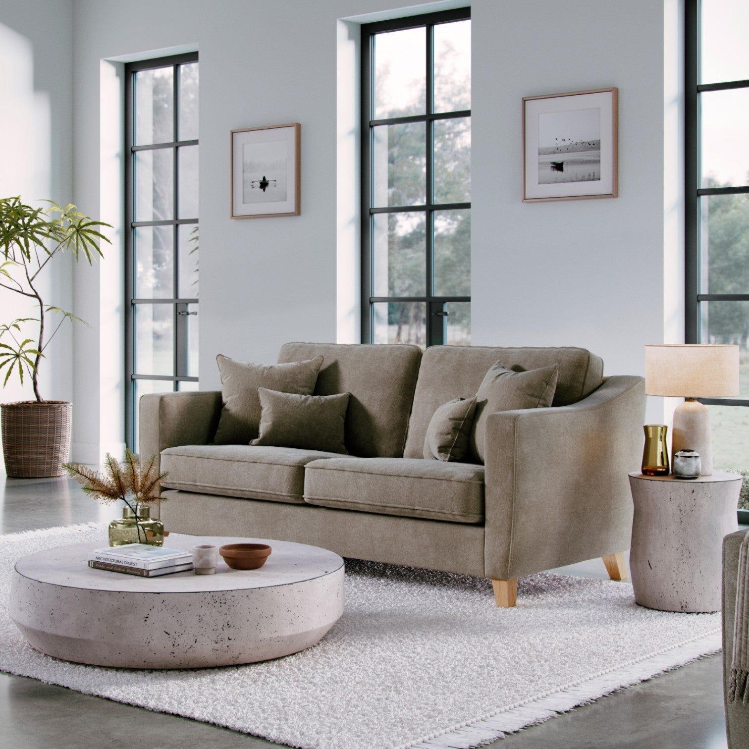 The Great Sofa Company Jackson 3 Seater Chenille Sofa in Light Brown