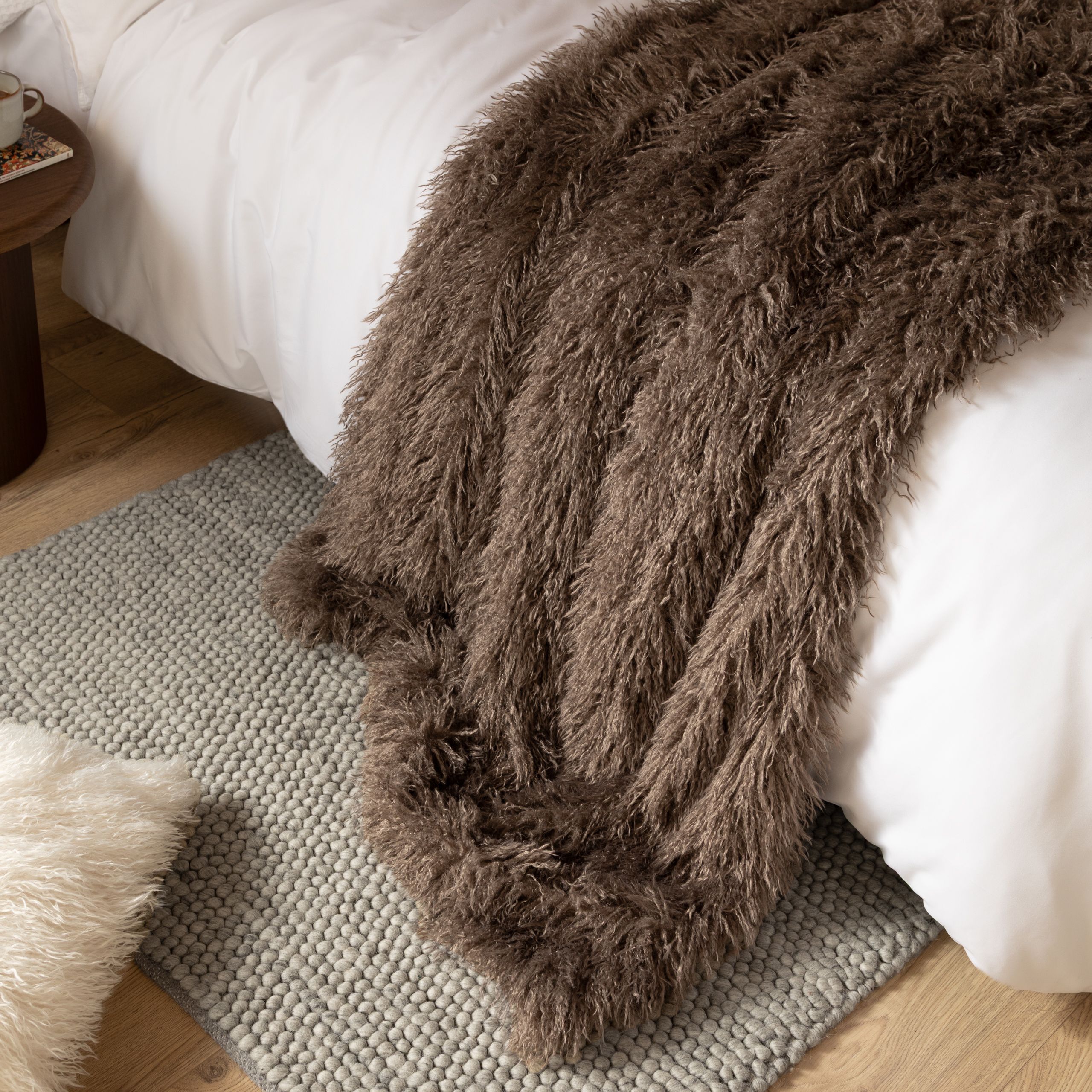 Furn Rowan Faux Fur Throw in Brown
