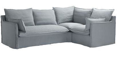 Isaac Asym: LHF 2 Seat Sofabed w RHF Single in Sealion Smart Cotton - sofa.com