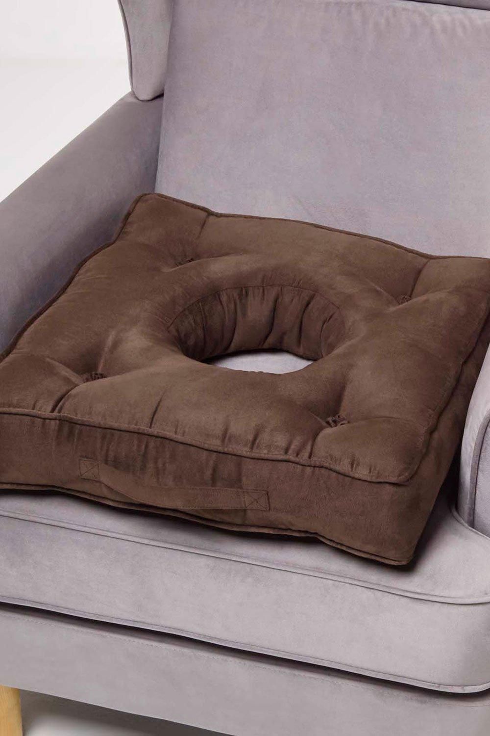 Homescapes Faux Suede Coccyx Cushion in Brown