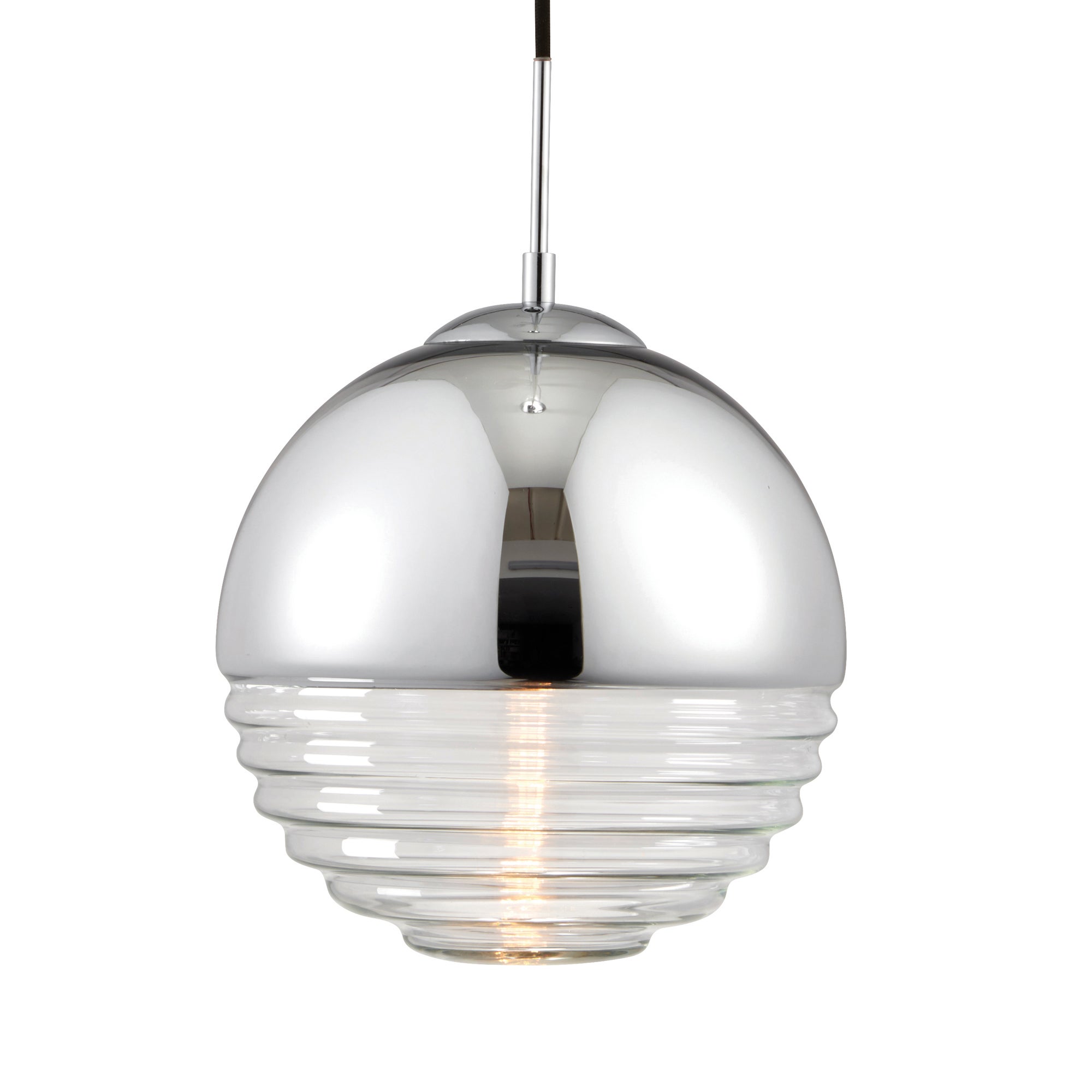 Vogue Paloma Ribbed Glass Ceiling Fitting Chrome