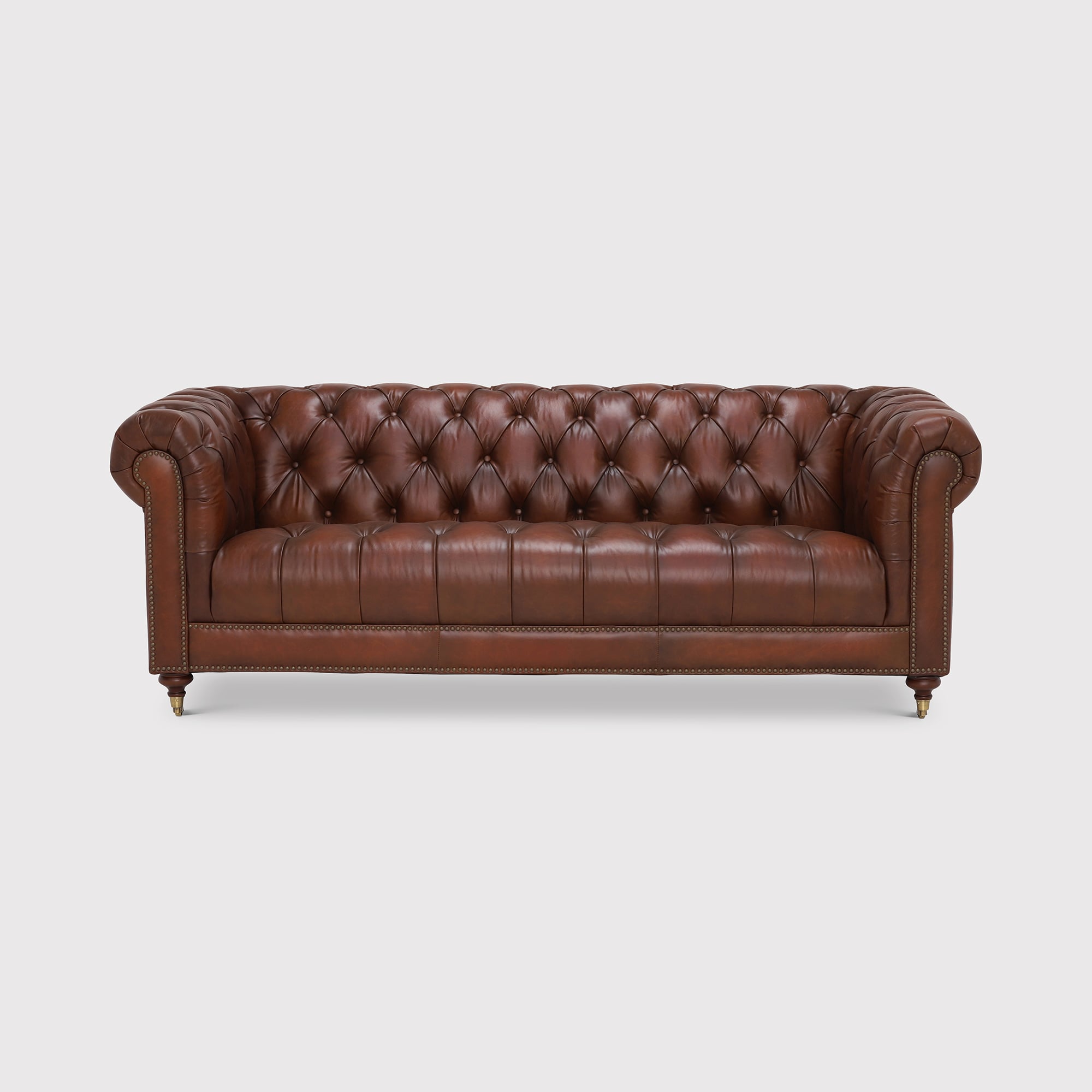 Ullswater 3.5 Seater Leather Chesterfield Sofa, Brown Fabric | Barker & Stonehouse