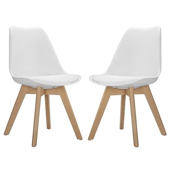 Sigmon Modern Dining Chairs In Matt White PU Seat In A Pair
