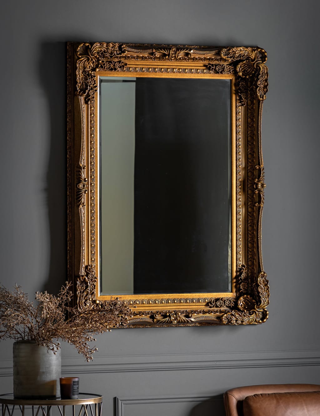 Gallery Direct Carved Louis Extra Large Rectangular Mirror Gold