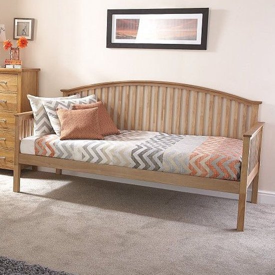 Madrid Wooden Single Day Bed In Natural Oak