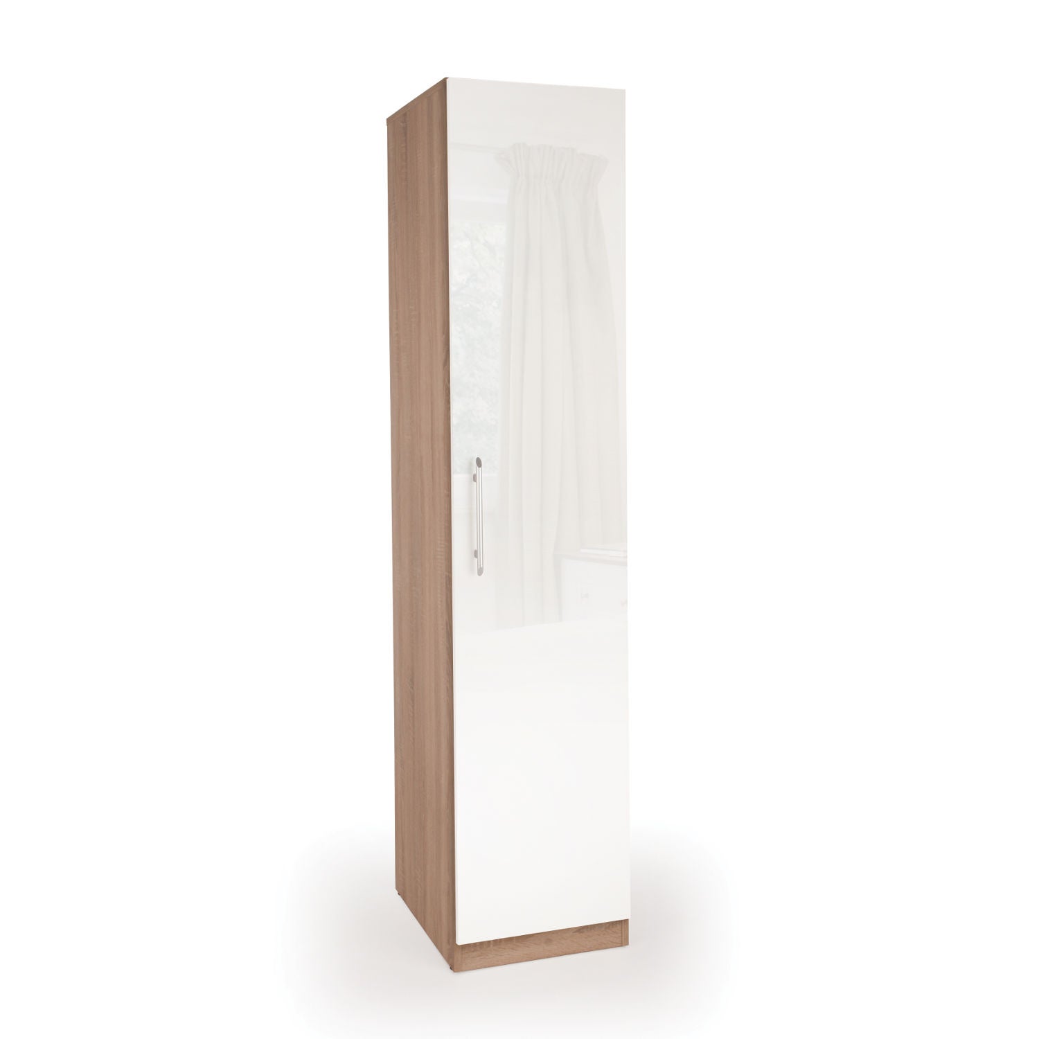 Kew High Gloss Single Wardrobe White/Natural