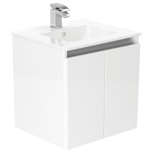 Newland White Basin Suspended Double Door Unit - 500mm
