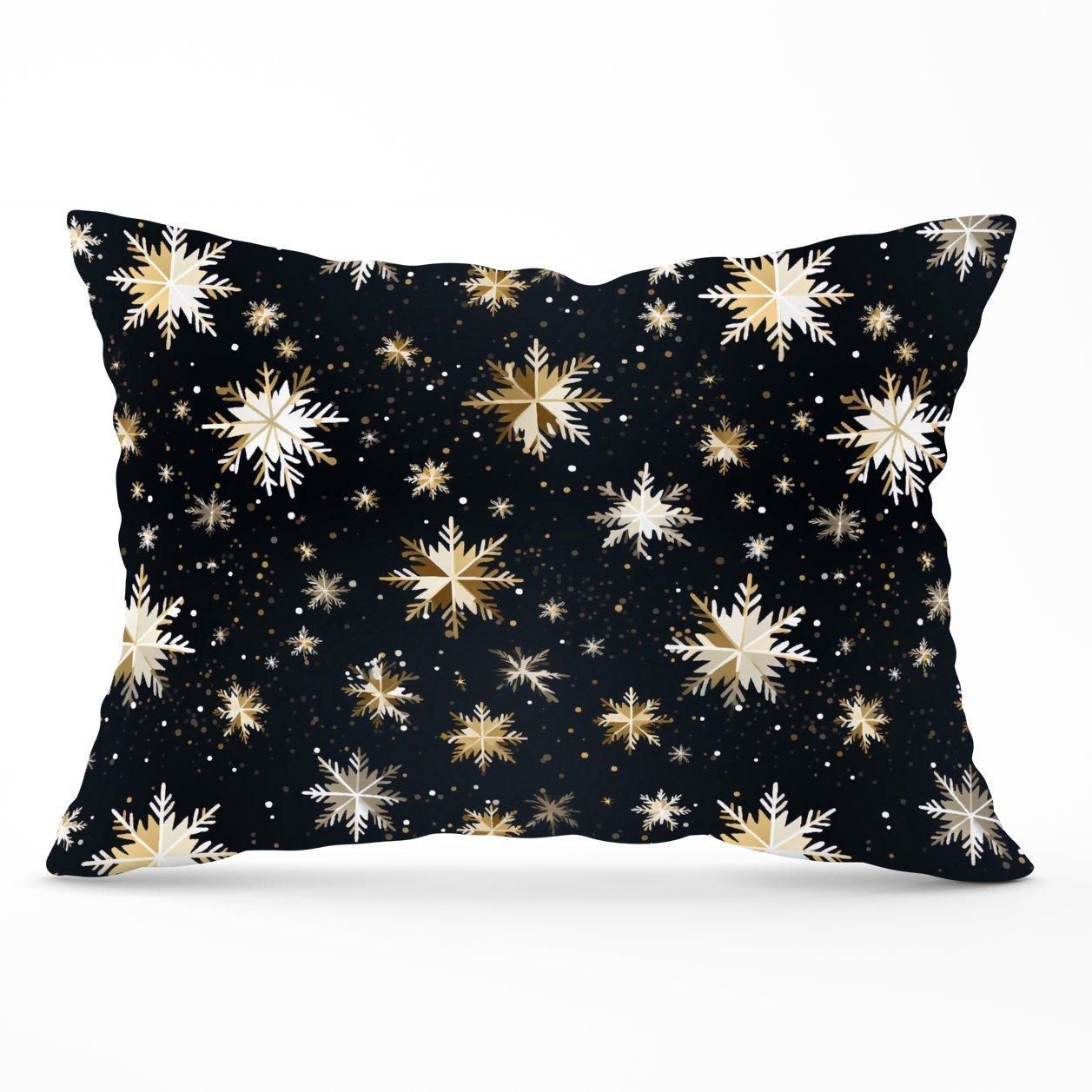 Warren Reed - Designer Silver Gold Snowflake Pattern Cushions in Blue