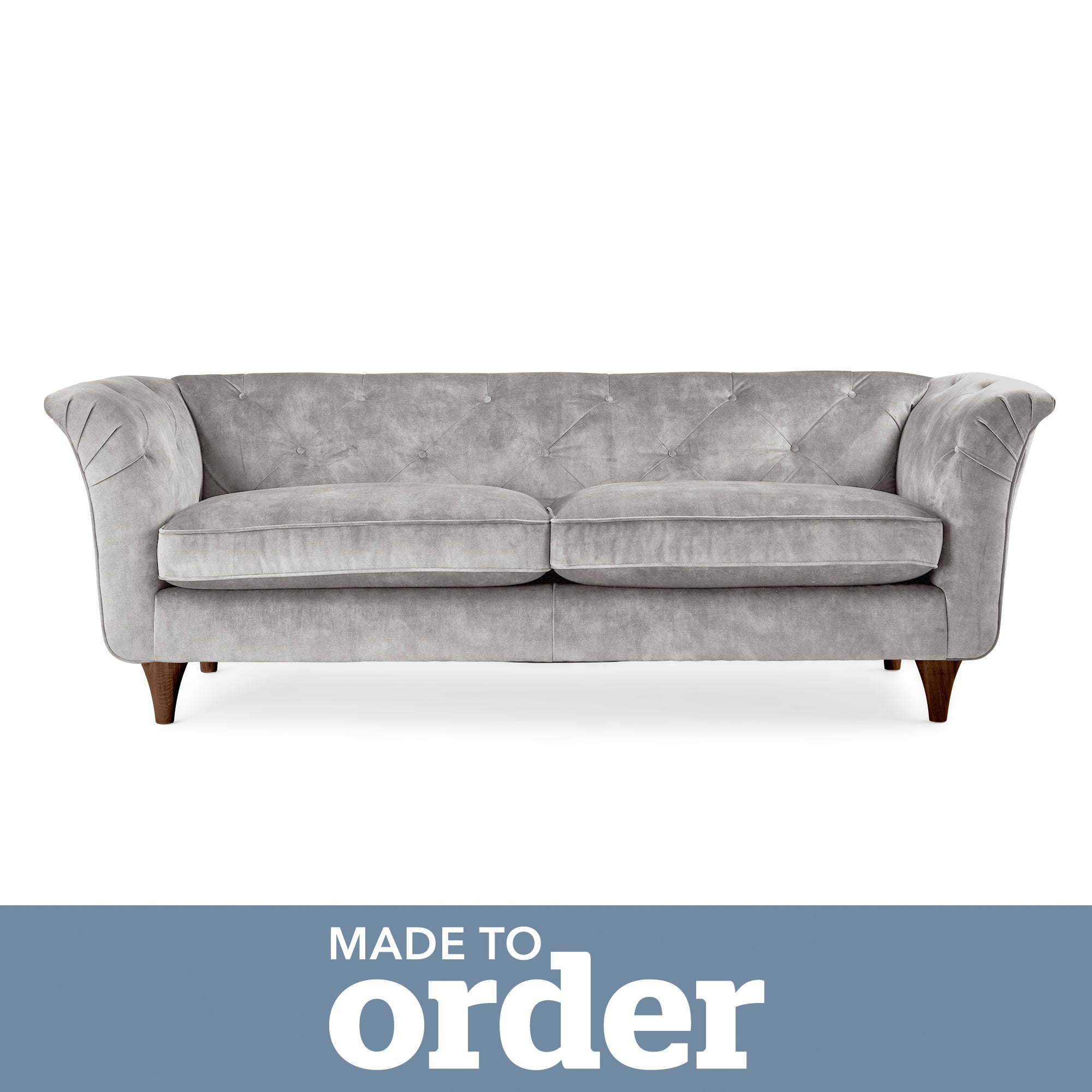 Jaipur 3 Seater Sofa Slub Velvet Slub Velvet Cement