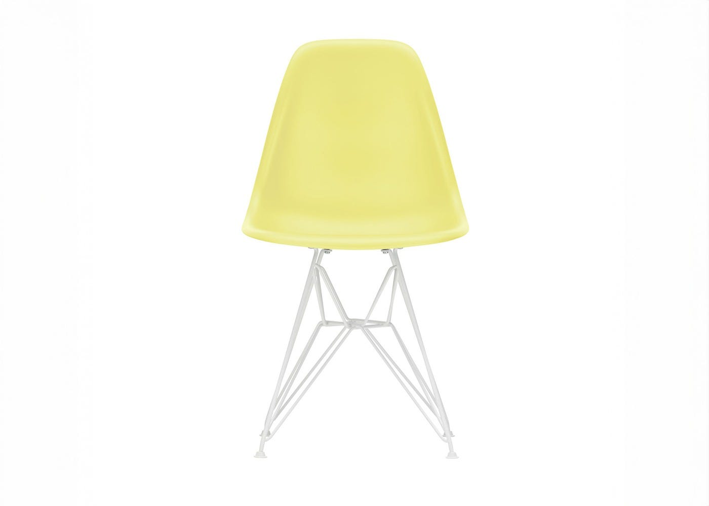 Vitra Eames DSR Chair RE in Citron with White Powder-Coated Base 05 Glides