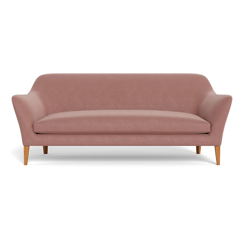 Heal's Wallis 4 Seater Sofa Smart Luxe Velvet Dusky Pink Stained Oak Feet 2