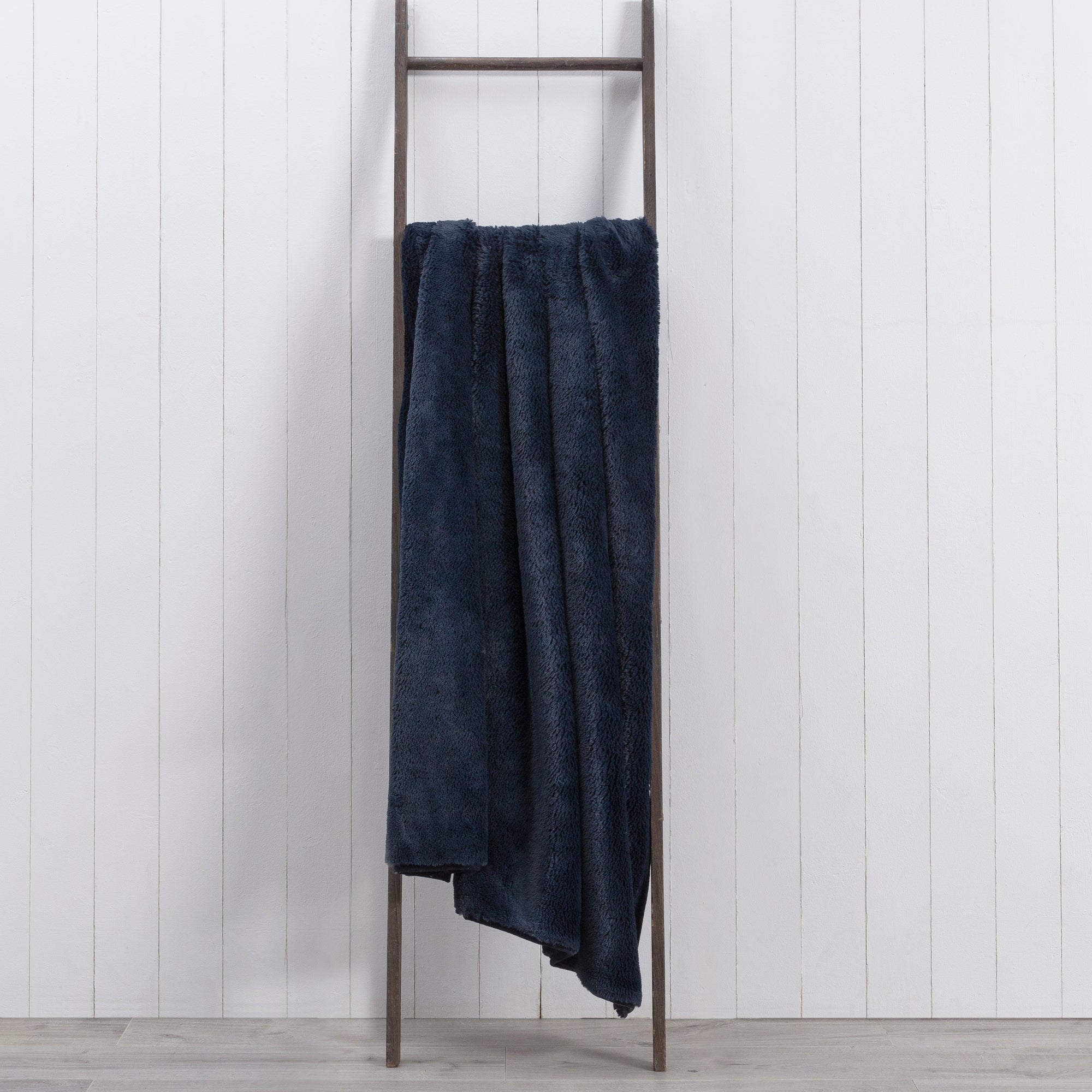 Aspen Plush Faux Fur 130cm x 180cm Throw Navy Blue