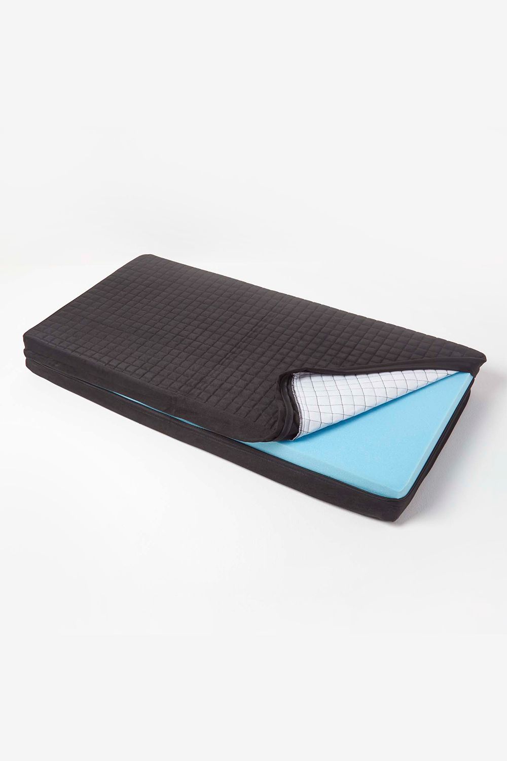 Homescapes Quilted Polyester 2 Seater Orthopaedic Booster Cushion Cover in Black