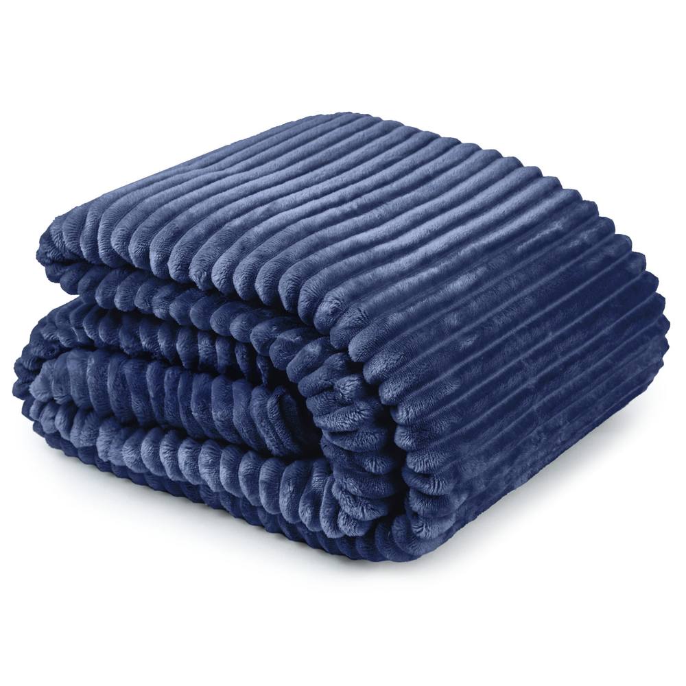 New Edge Blinds Dahlia Fleece Throw in Mid Navy