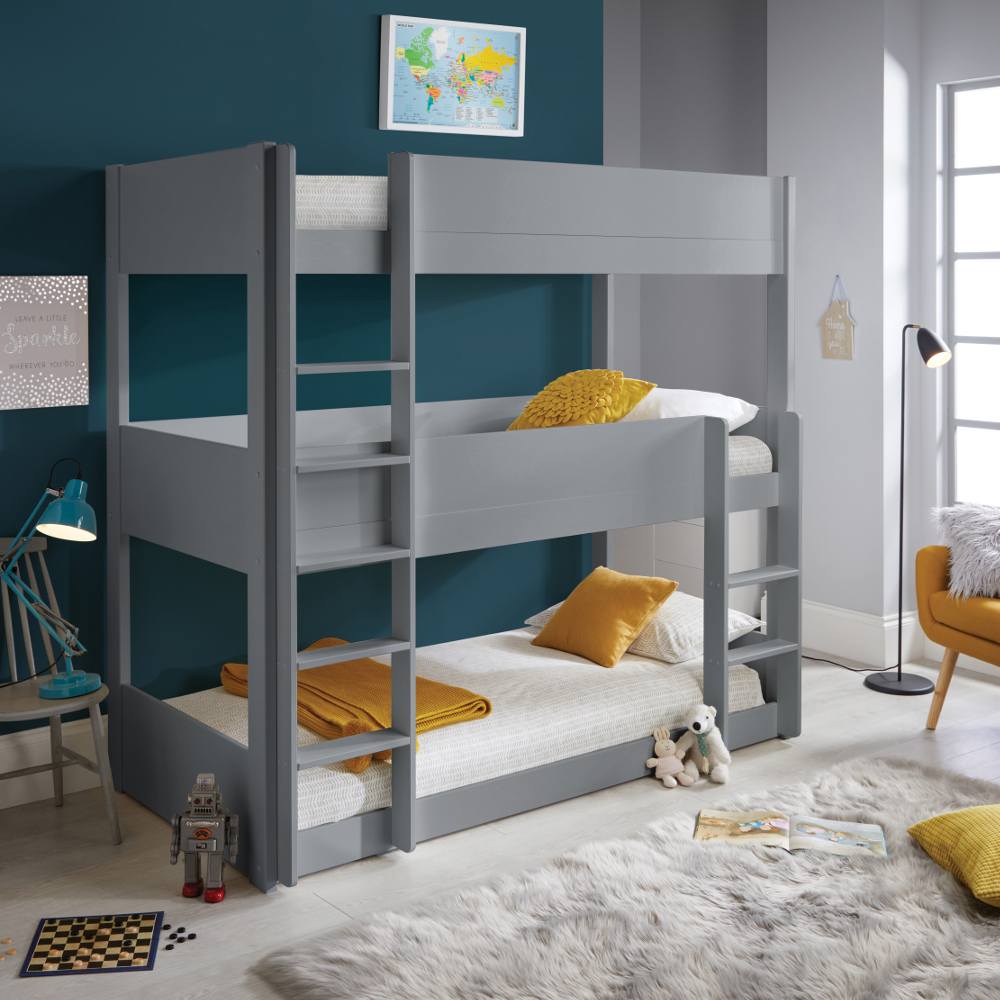 Snowdon Grey Wooden Triple Sleeper Bunk Bed Frame Only - 3ft Single