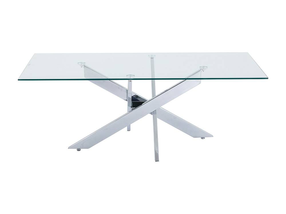 Vente-unique Tempered Glass & Chromed Metal Coffee Table - Transparent - COSIMA in Clear