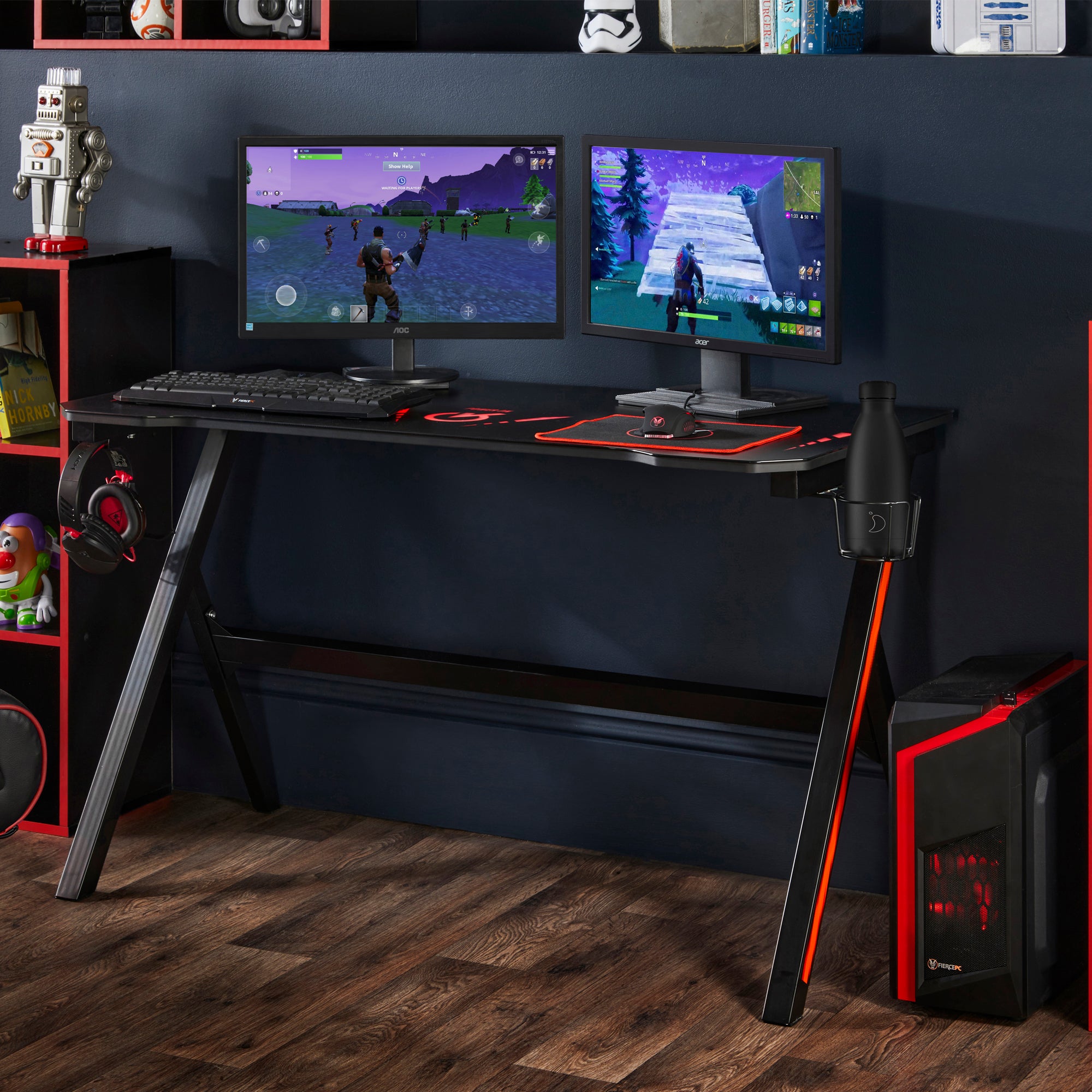 Velar LED Black Gaming Desk Black/Red