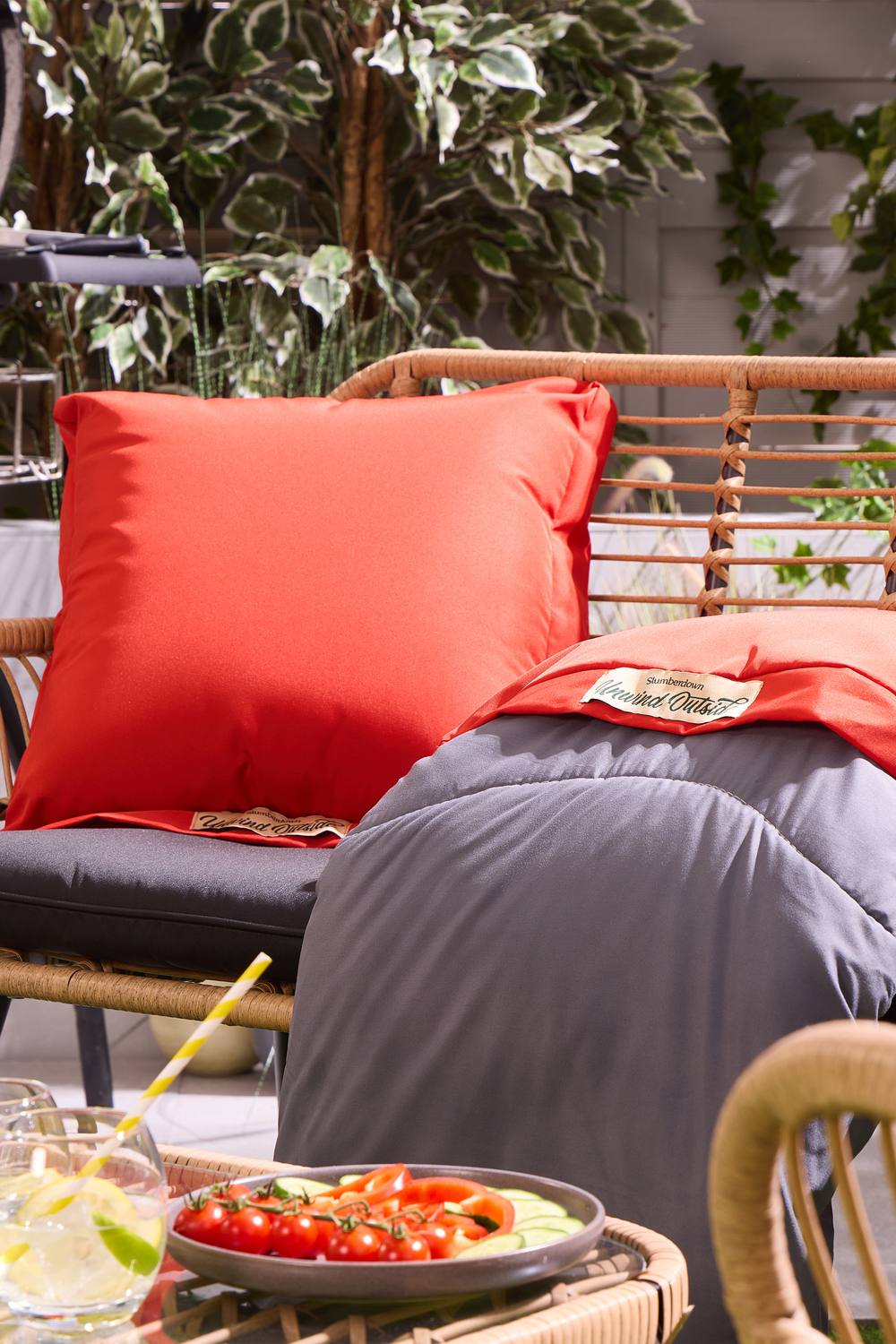 Slumberdown Unwind Outside Outdoor 2 in 1 Blanket Cushion in Burnt Orange