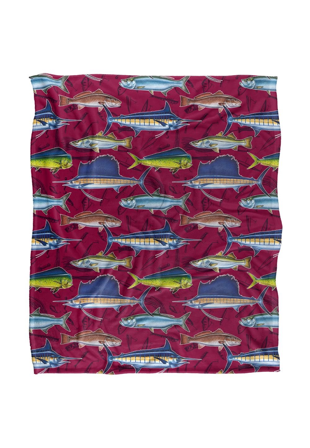 JQ Licensing Saltfish Fishing Pattern Silky Touch Super Soft Throw Blanket 152 X 127 cm in White