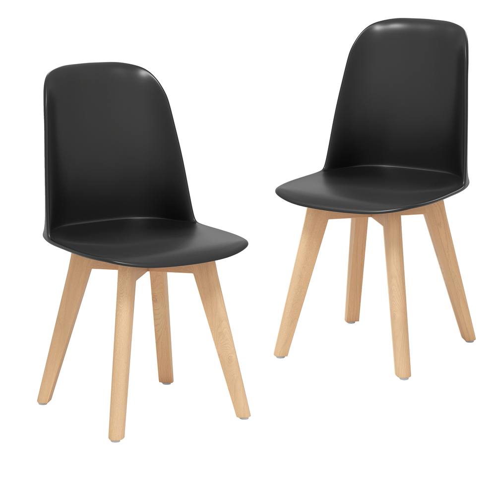 Costway Modern Dining Chairs Set of 2 Armless Kitchen Chairs Side Chair in Black