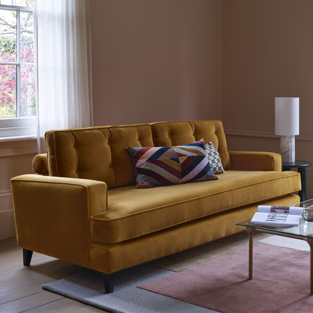 Heal's Mistral 3 Seater Sofa Smart Velvet Petrol Natural Feet 3