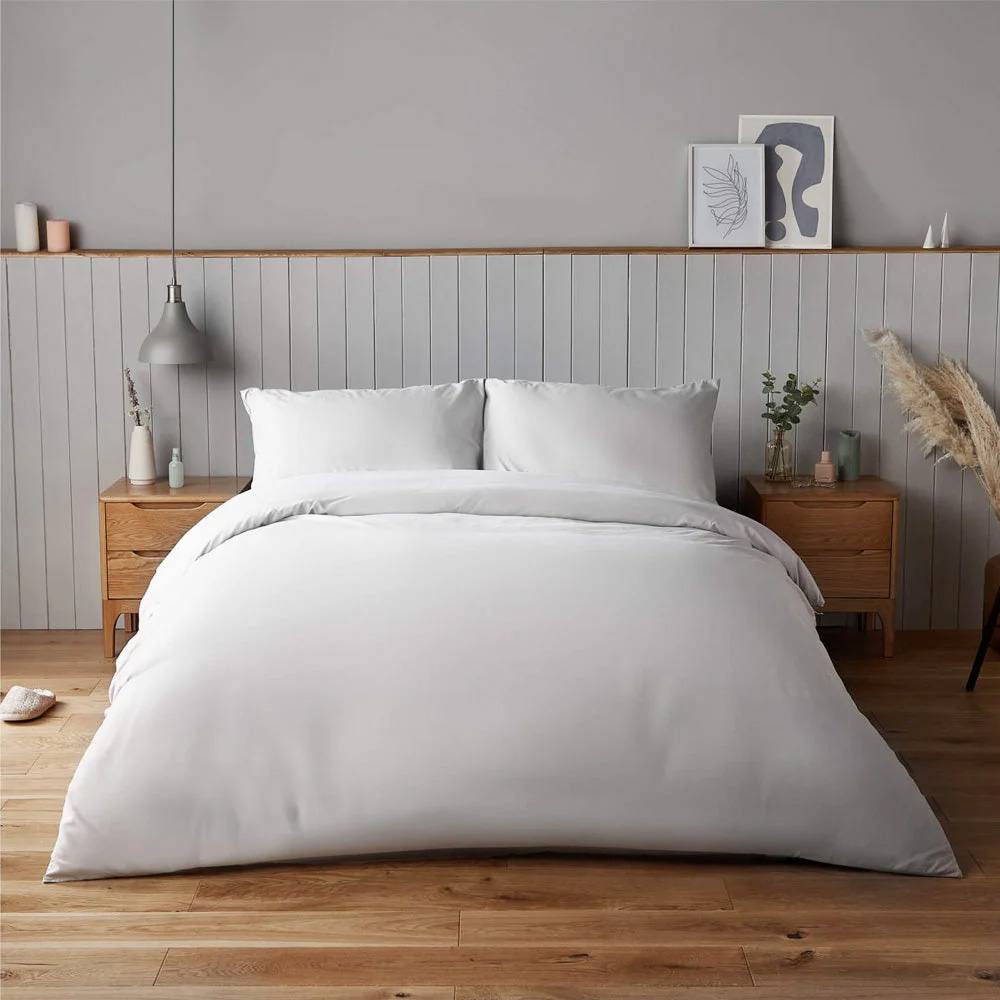 Voltico Silentnight Supersoft Duvet Cover Set Double Size White Bedding