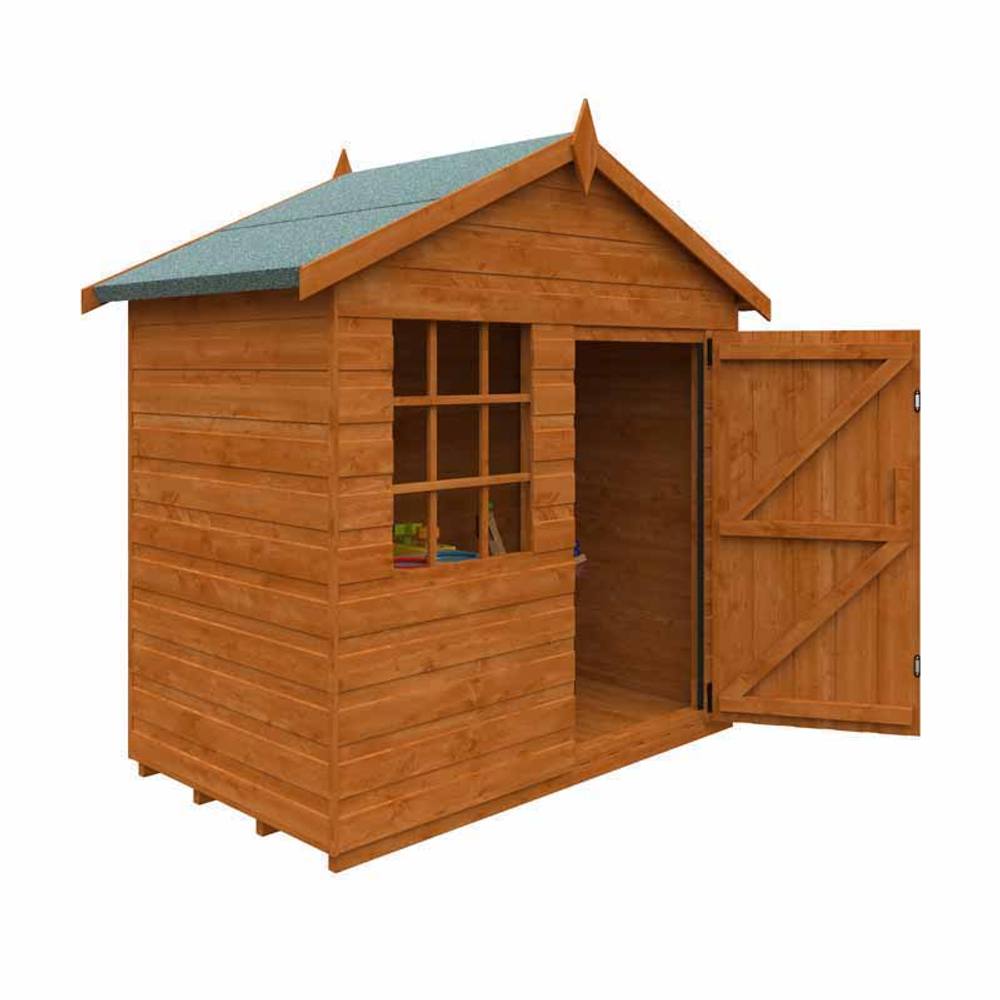 Buttercup Farm 3 x 5 Feet Den 12mm Shed - Solid Wood/Softwood/Pine in Burnt Orange