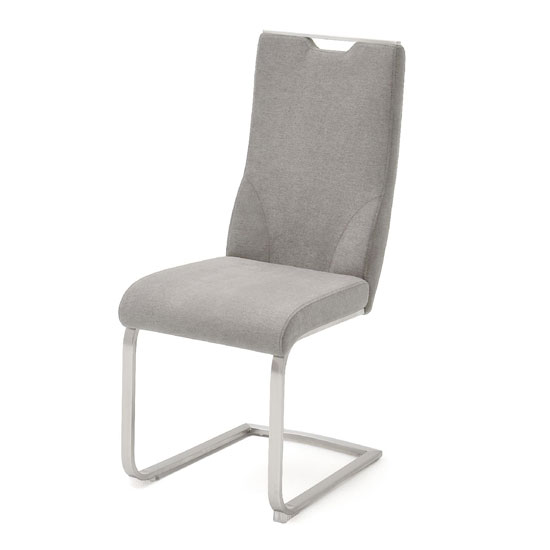 Jiulia Fabric Cantilever Dining Chair In Ice Grey