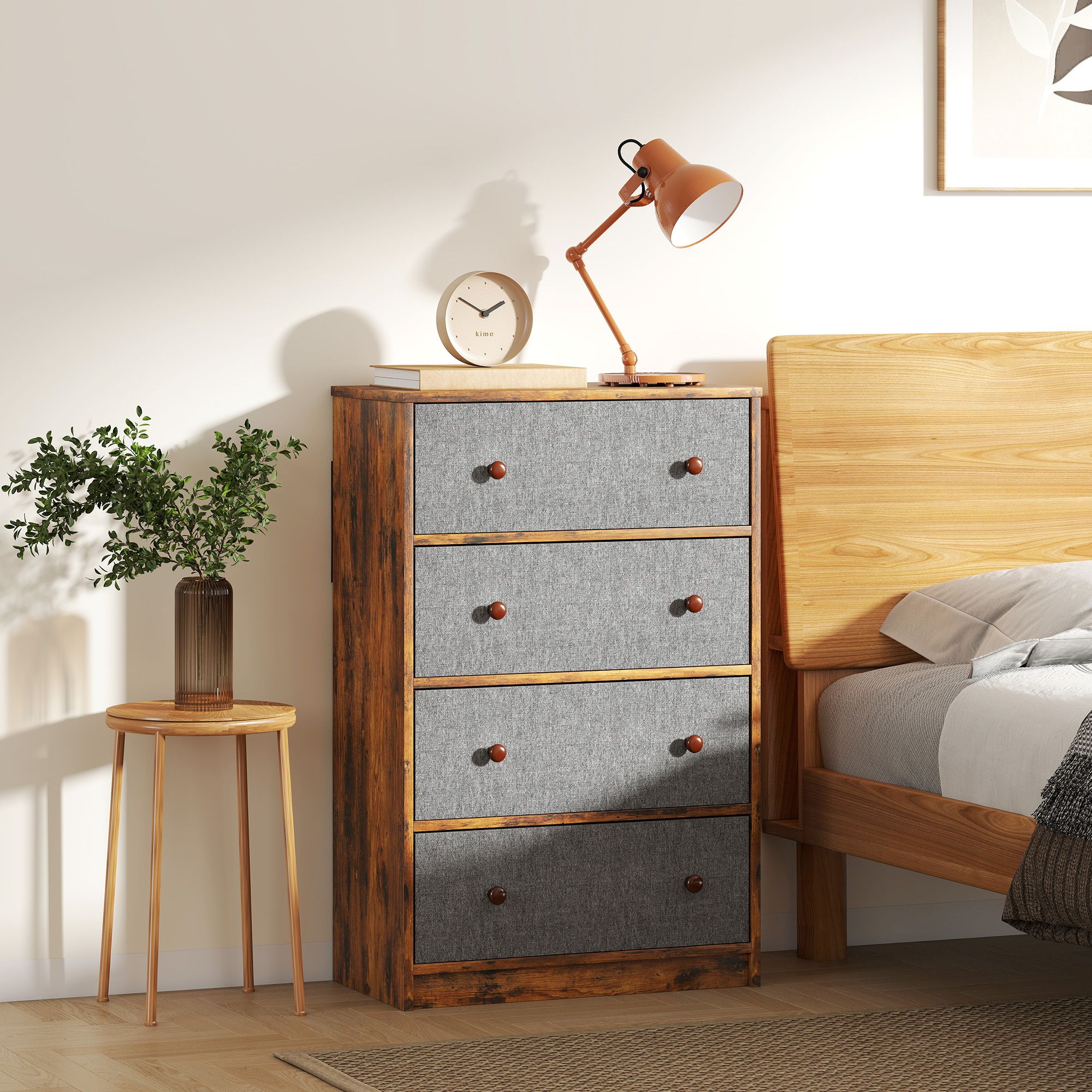 HOMCOM Chest of Drawers, Drawer Dresser for Bedroom in Grey