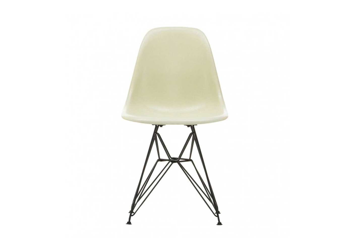 Vitra Eames Fibreglass Chair DSR Eames Parchment 30 Basic Dark Powder Coated