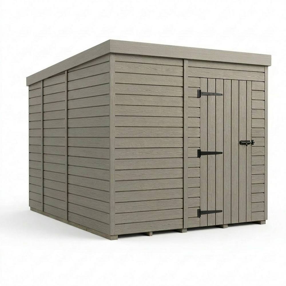 Buttercup Farm 7ft x 9ft Composite Pent Garden Shed Single Door No Windows - Grey