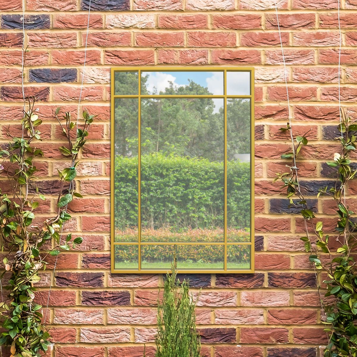MirrorOutlet Gold Modern Contemporary Garden Wall Mirror 39" X 27" (100x70CM) 6