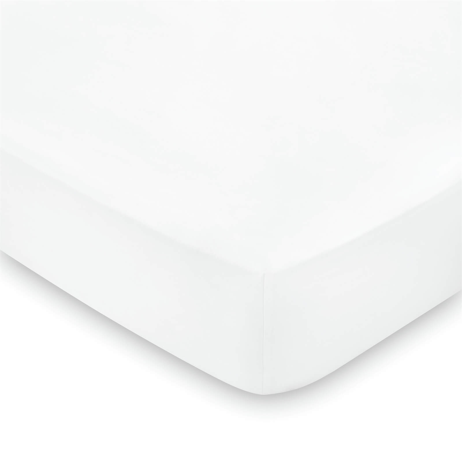 Peacock Blue Hotel 600 Thread Count Plain Dye Fitted Sheet - Single - White