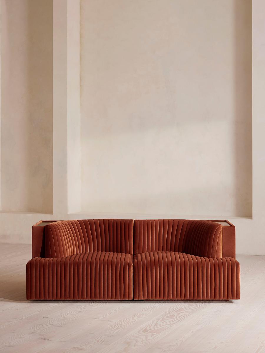 Hamish Modular Sofa, Three Seater, Velvet, Rust