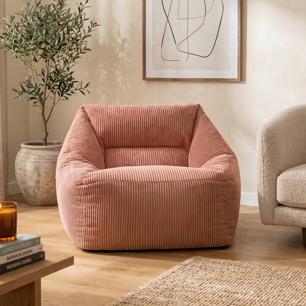 icon Natalia Jumbo Corduroy Bean Bag Armchair in Dusty Pink
