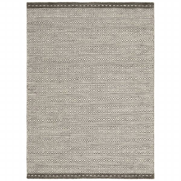 Knox Hand Woven Rug In Taupe - 73% Wool, 14% Cotton, 9% Polyester & 4% Viscose - W160 x D230cm