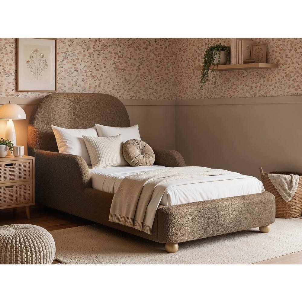 Flair Kira Upholstered Single Bed in Brown