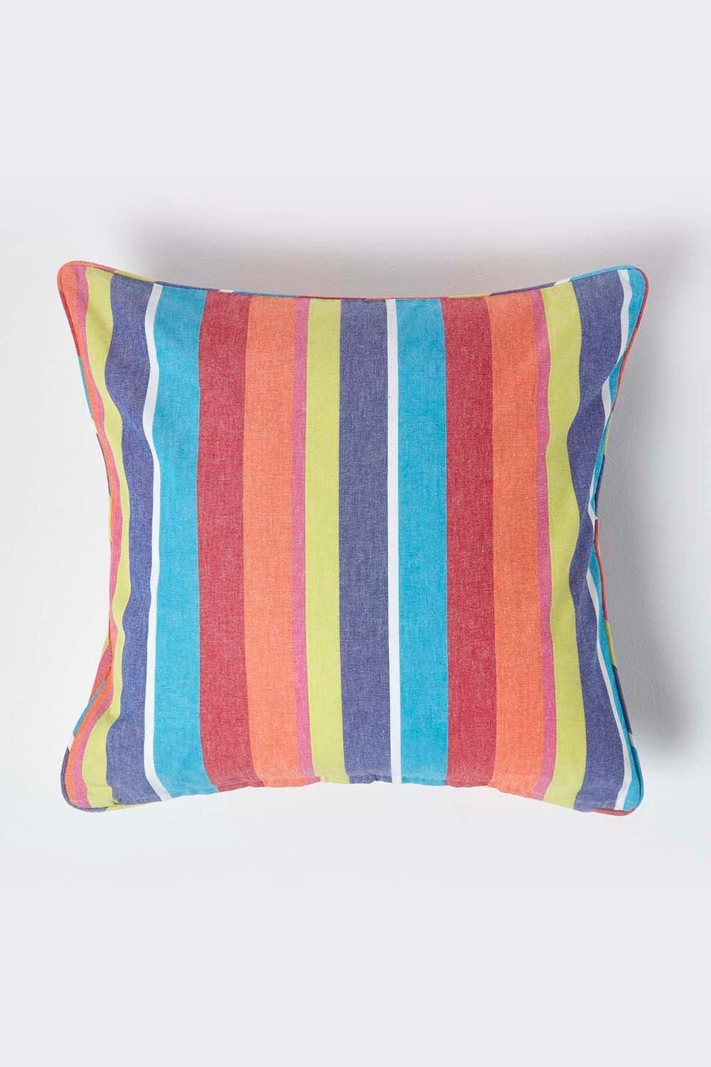 Homescapes Cotton Multi Coloured Stripe Cushion Cover